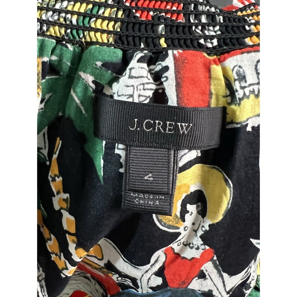 J. Crew Postcard Top Size 4 Colorful Tropical Ruffle Blouse Vacation Boho G5681 - Picture 7 of 12